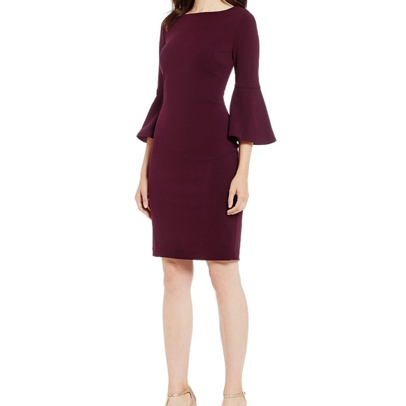 bell sleeve purple dress